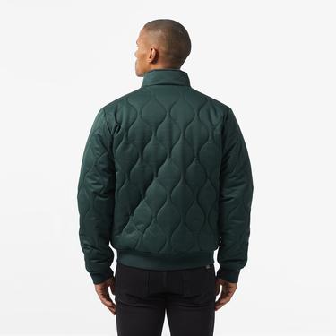  Erkek Relaxed Fit Dik Yaka Kapitone Koyu Yeşil Mont