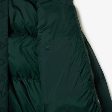  Kadın Relaxed Fit Kapüşonlu Koyu Yeşil Şişme Mont