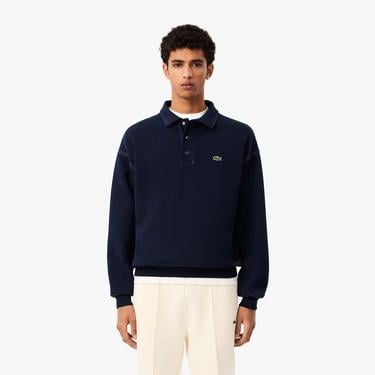  Lacoste Erkek Loose Fit Polo Yaka Lacivert Sweatshirt
