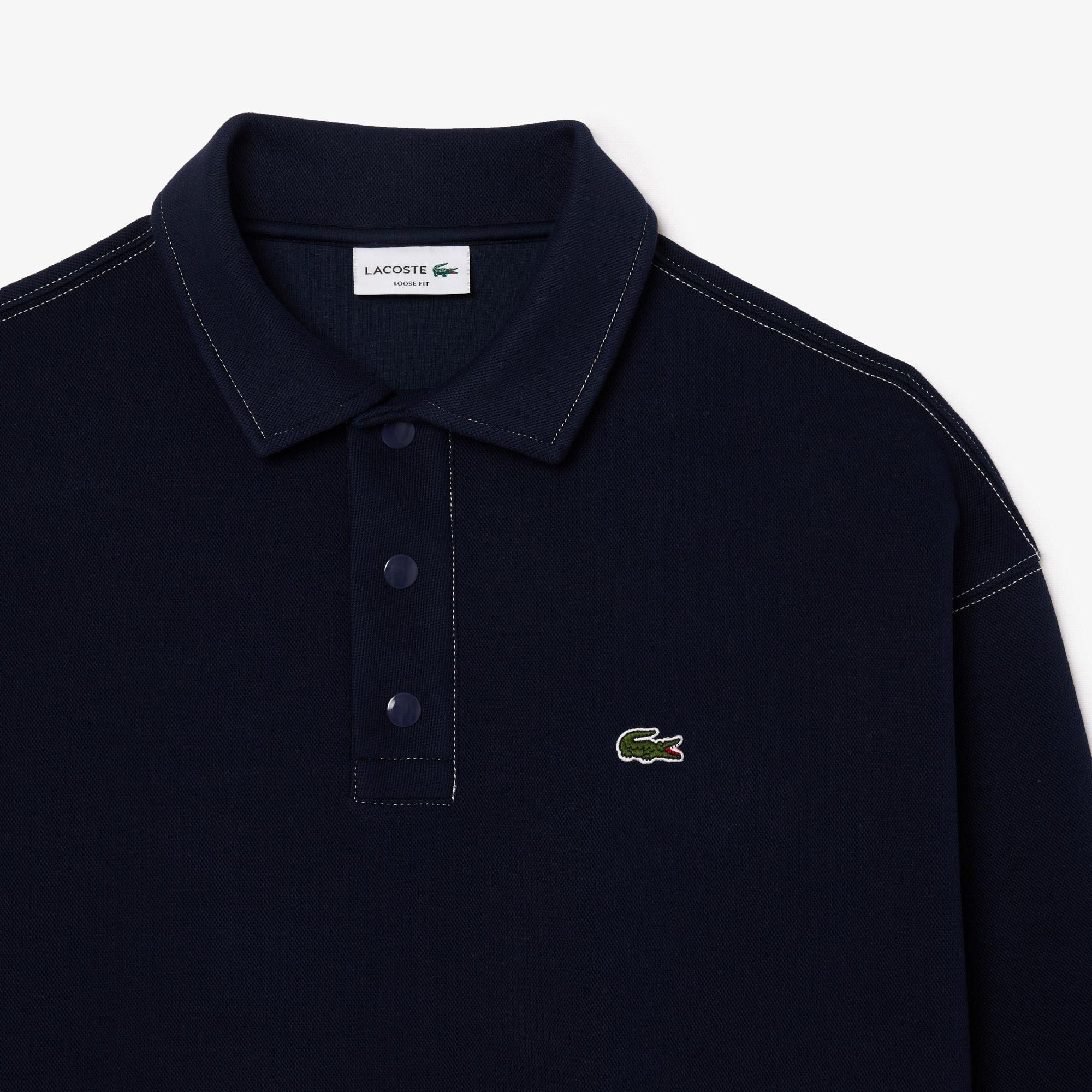 Lacoste Erkek Loose Fit Polo Yaka Lacivert Sweatshirt