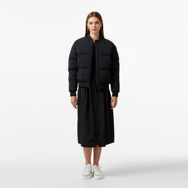  Kadın Relaxed Fit Dik Yaka Siyah Mont