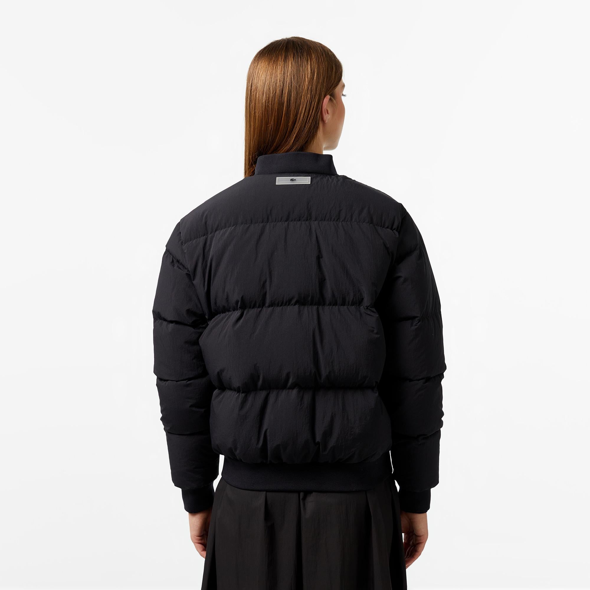 Kadın Relaxed Fit Dik Yaka Siyah Mont