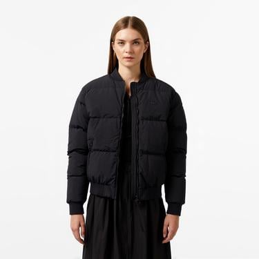  Kadın Relaxed Fit Dik Yaka Siyah Mont