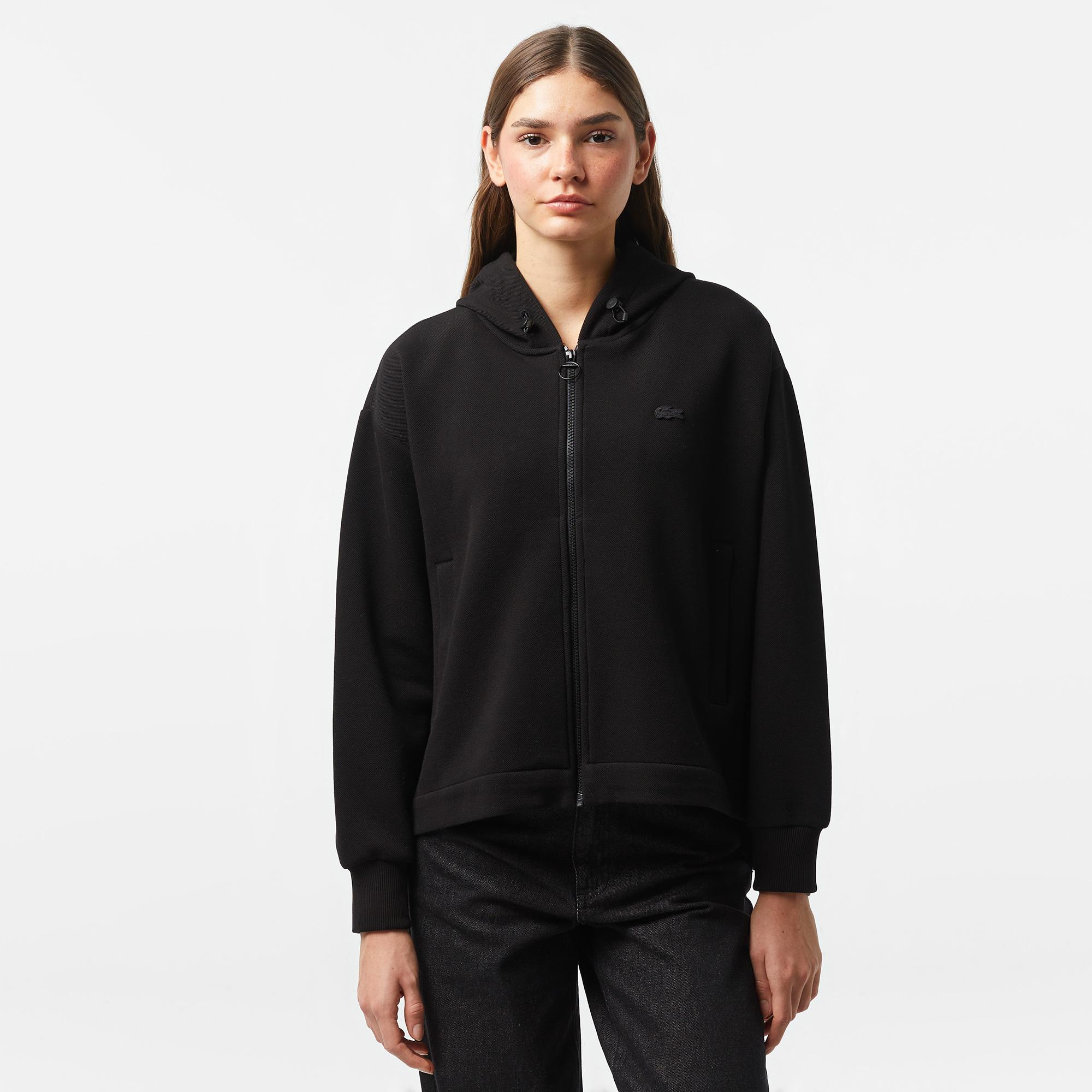 Kadın Relaxed Fit Kapüşonlu Siyah Sweatshirt