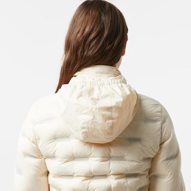  Lacoste Kadın Regular Fit Kapüşonlu Kapitone Beyaz Mont