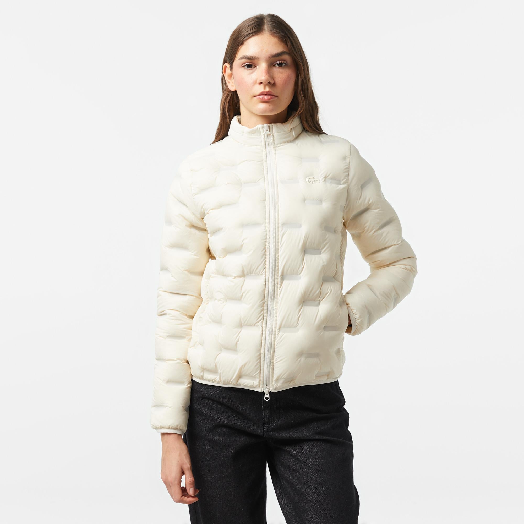 Kadın Regular Fit Kapüşonlu Kapitone Beyaz Mont