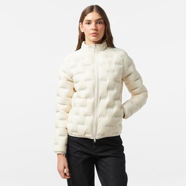  Lacoste Kadın Regular Fit Kapüşonlu Kapitone Beyaz Mont