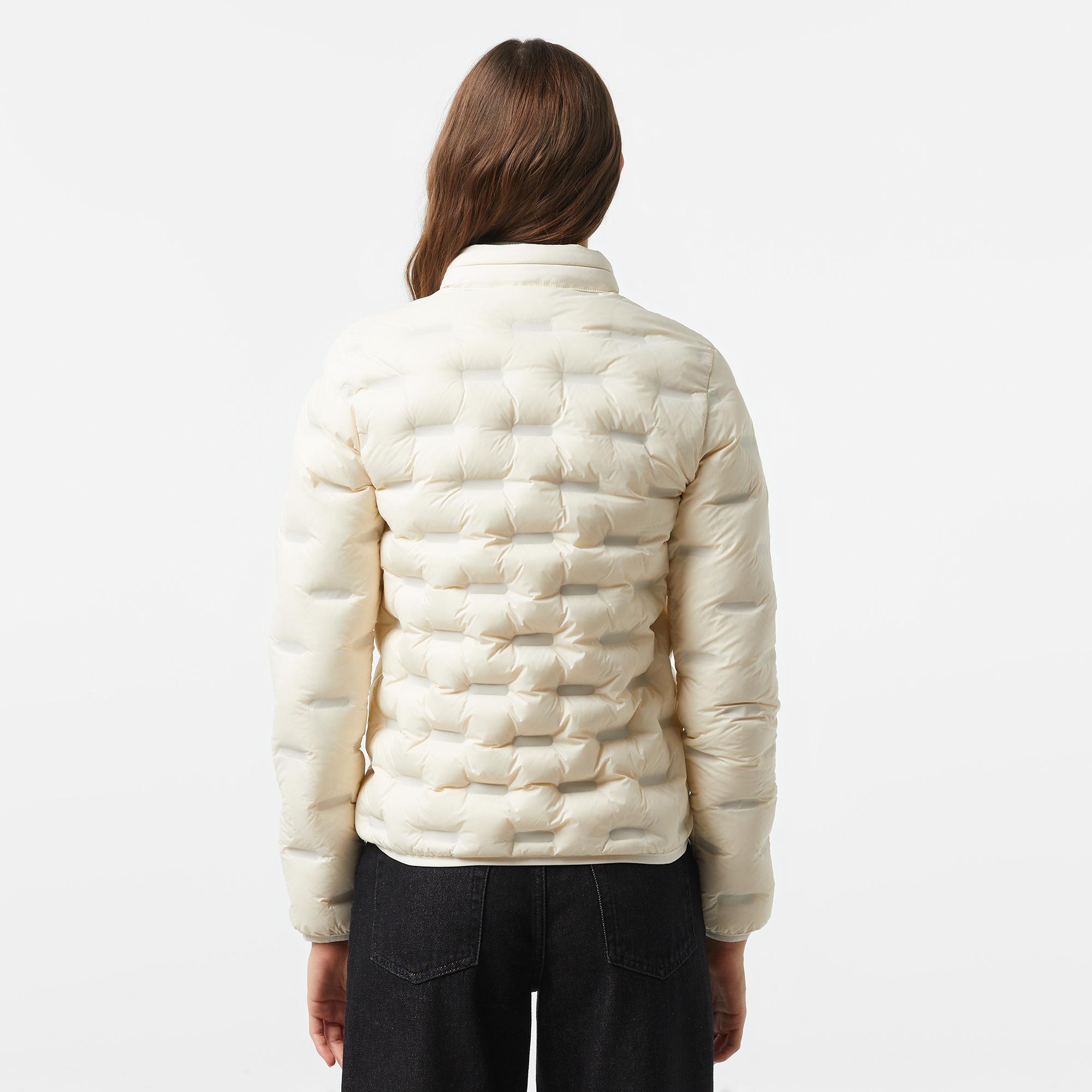 Kadın Regular Fit Kapüşonlu Kapitone Beyaz Mont