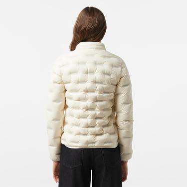  Lacoste Kadın Regular Fit Kapüşonlu Kapitone Beyaz Mont