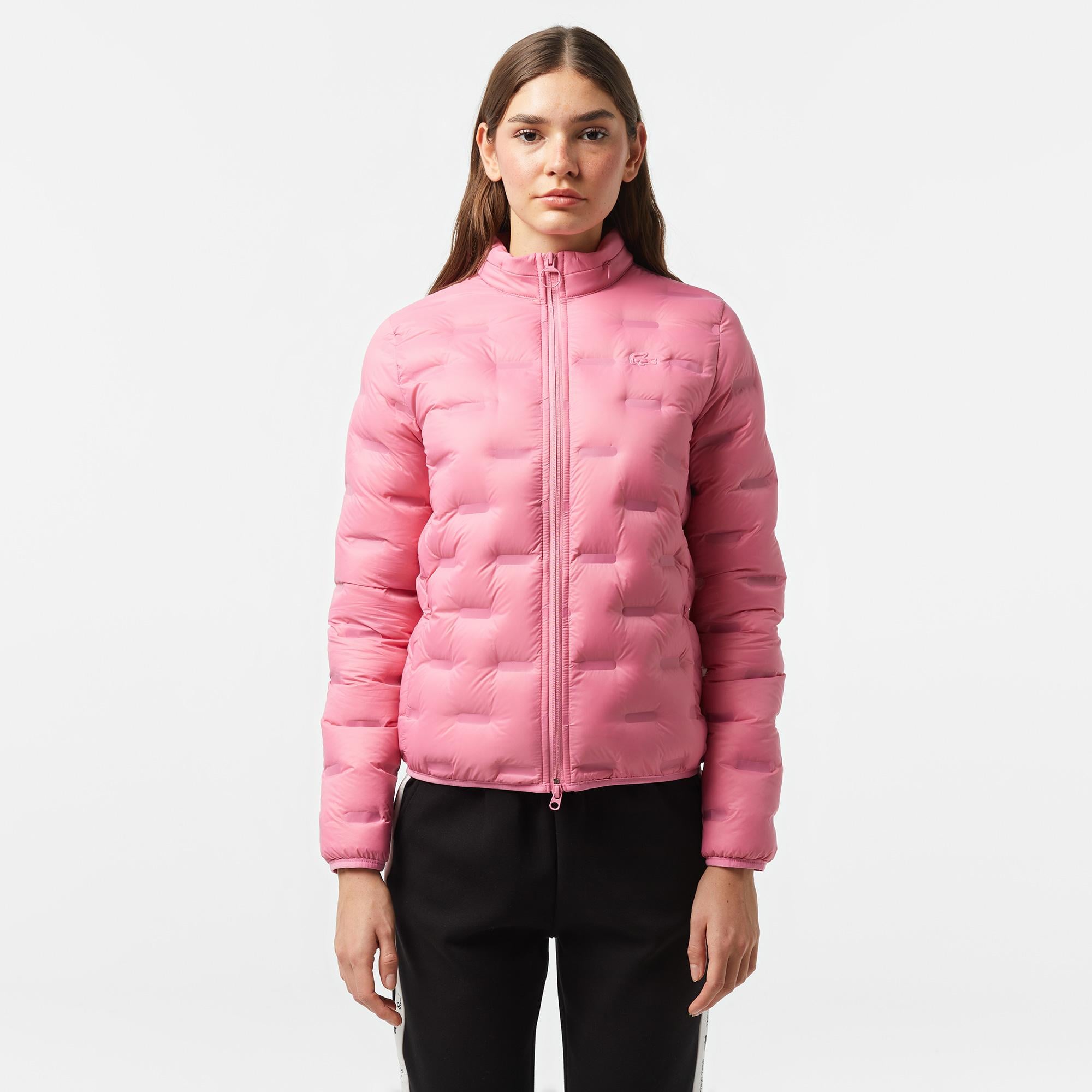 Lacoste Kadın Regular Fit Uzun Kollu Kapüşonlu Pembe Mont