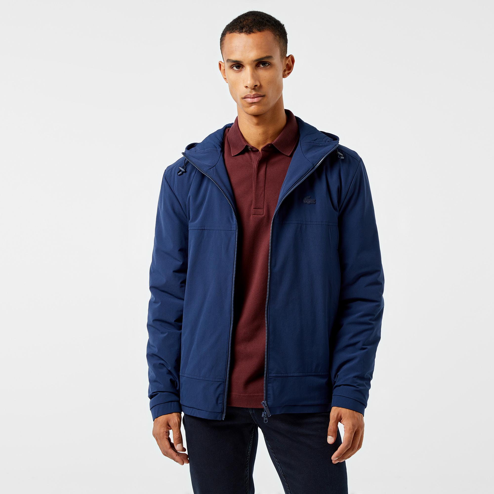 Erkek Relaxed Fit Kapüşonlu Lacivert Yağmurluk