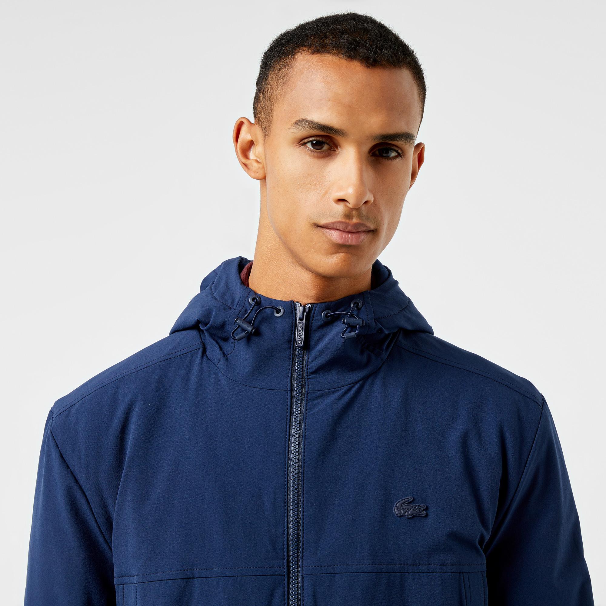 Erkek Relaxed Fit Kapüşonlu Lacivert Yağmurluk