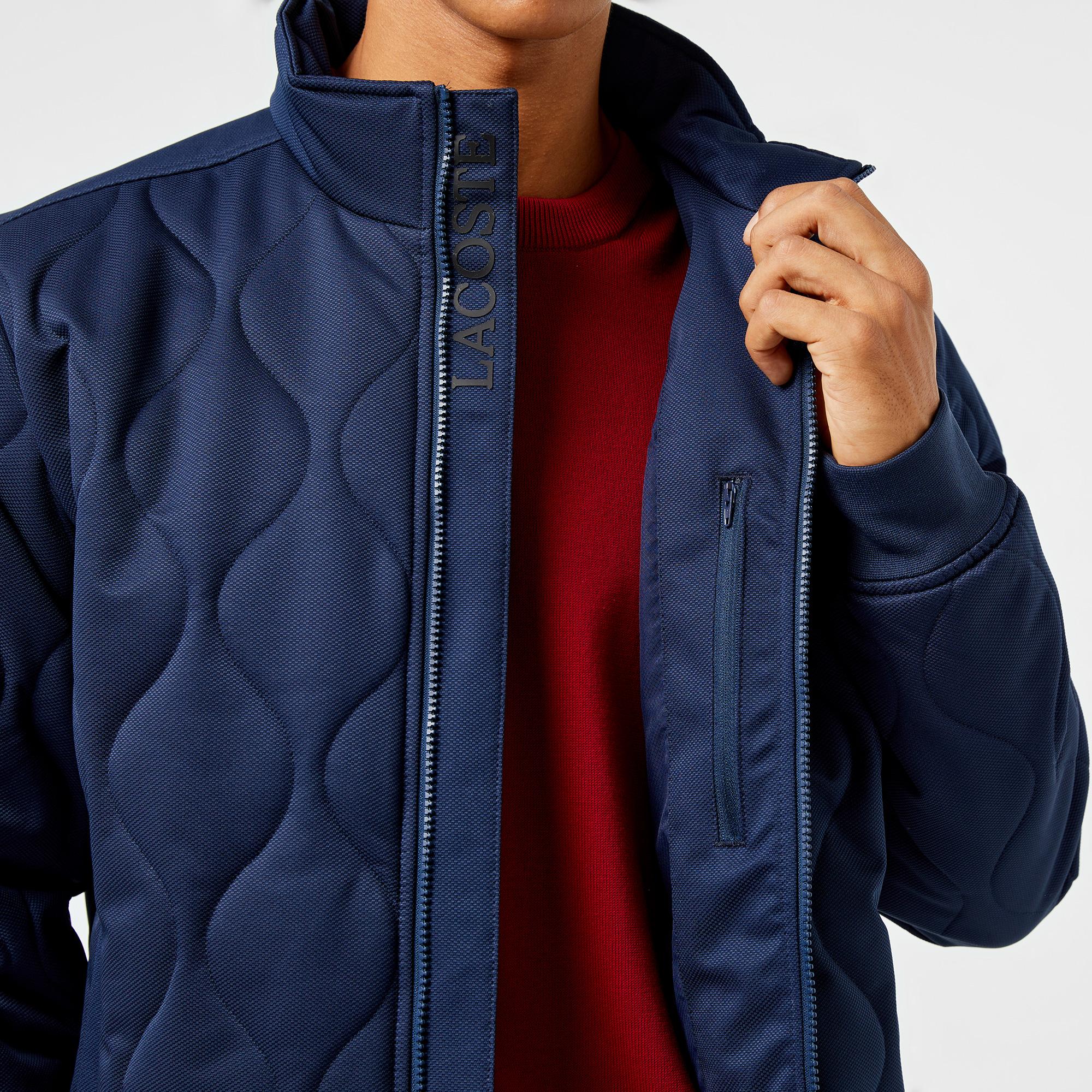 Erkek Relaxed Fit Dik Yaka Kapitone Lacivert Mont