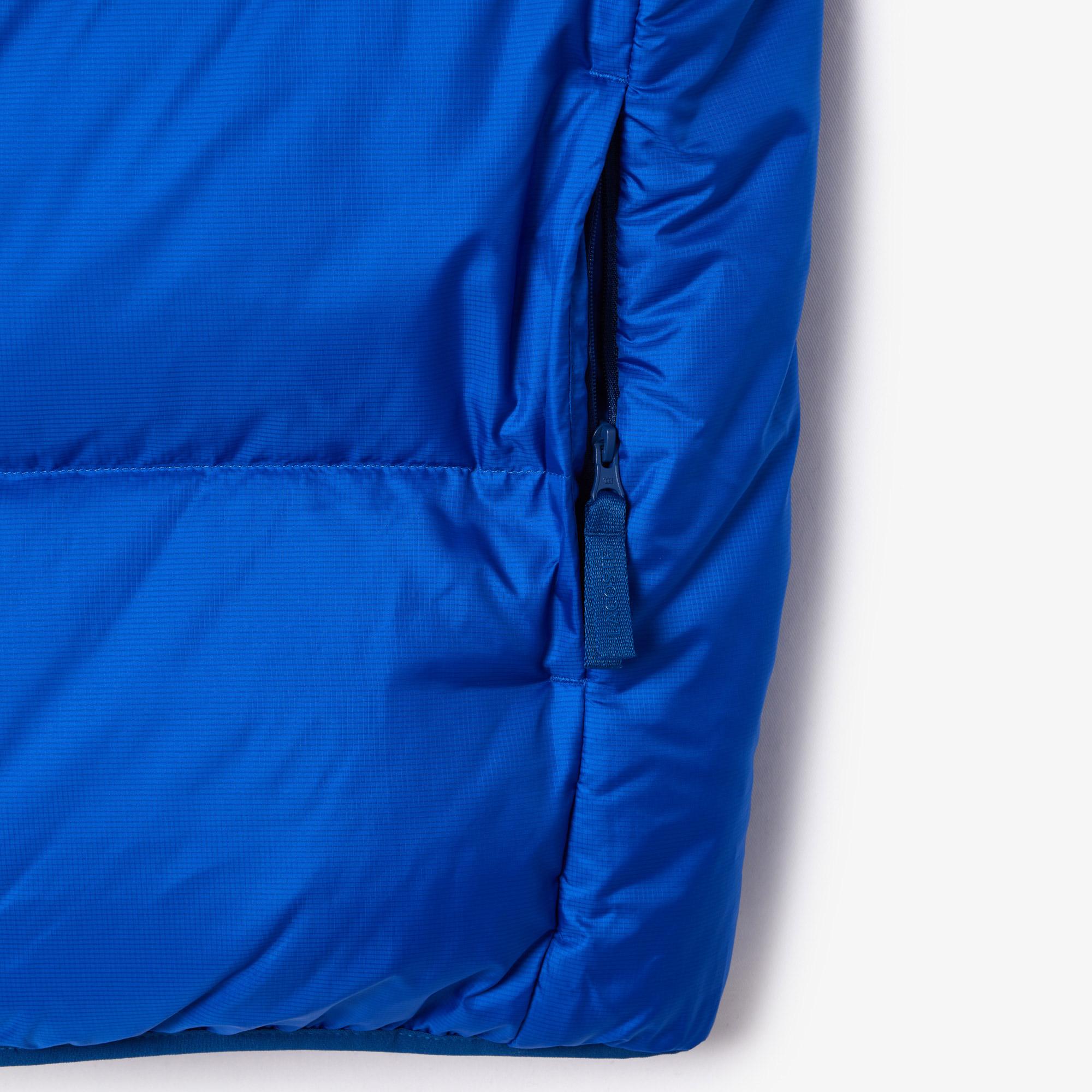 Erkek Kapüşonlu Mavi Şişme Yelek