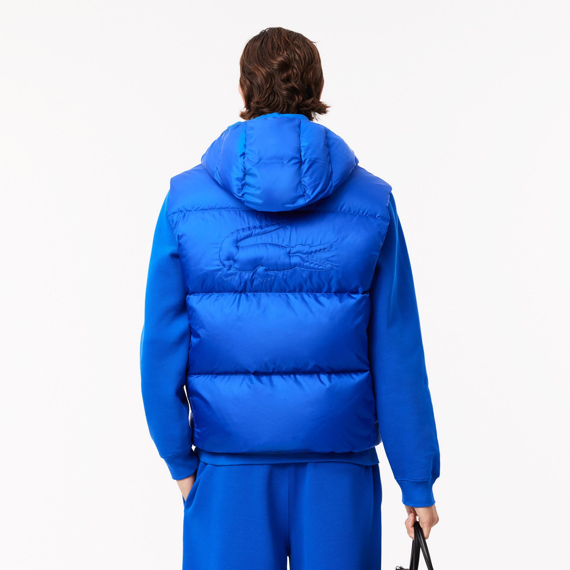 Erkek Kapüşonlu Mavi Şişme Yelek