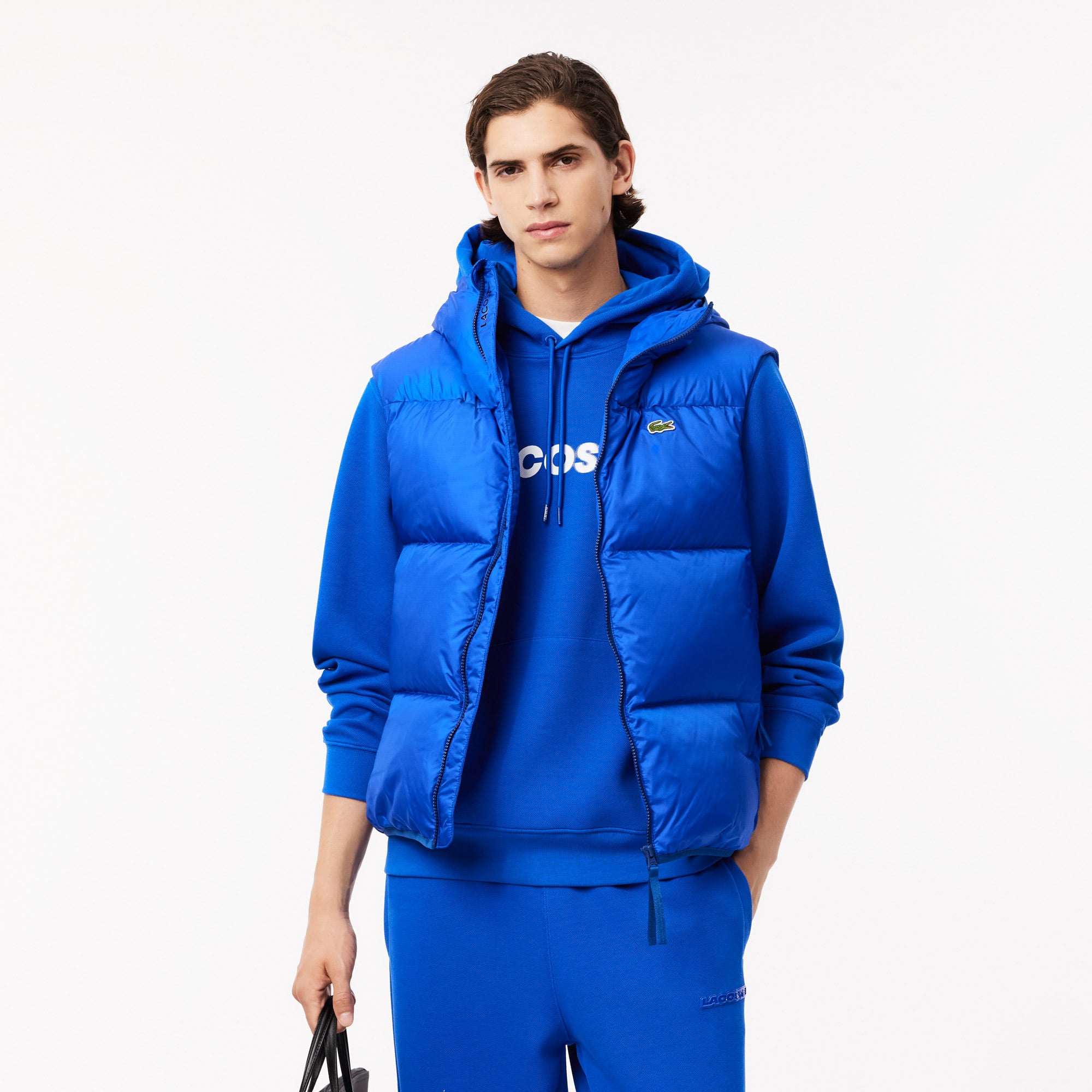  Erkek Kapüşonlu Mavi Şişme Yelek