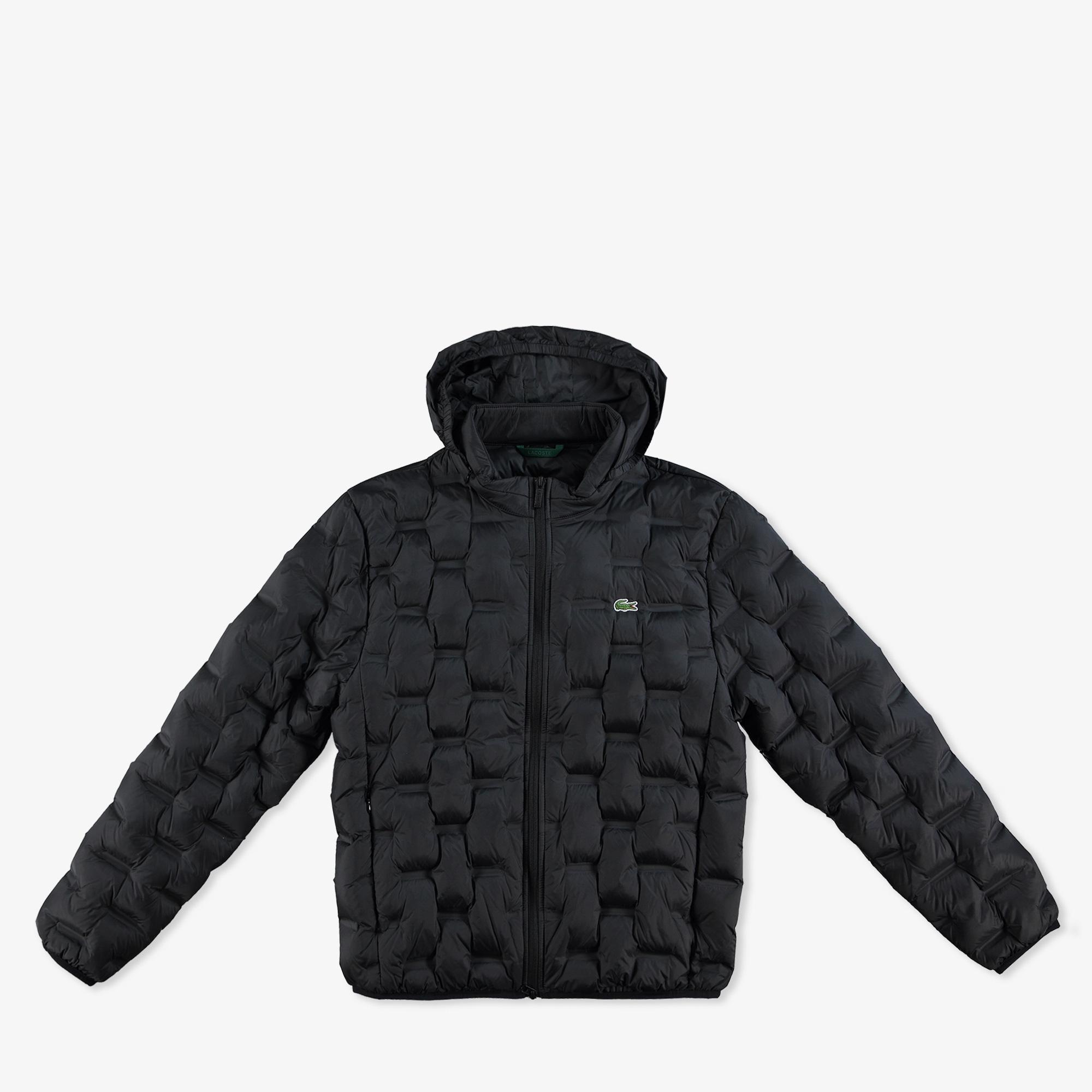 Erkek Regular Fit Kapüşonlu Kapitone Siyah Mont