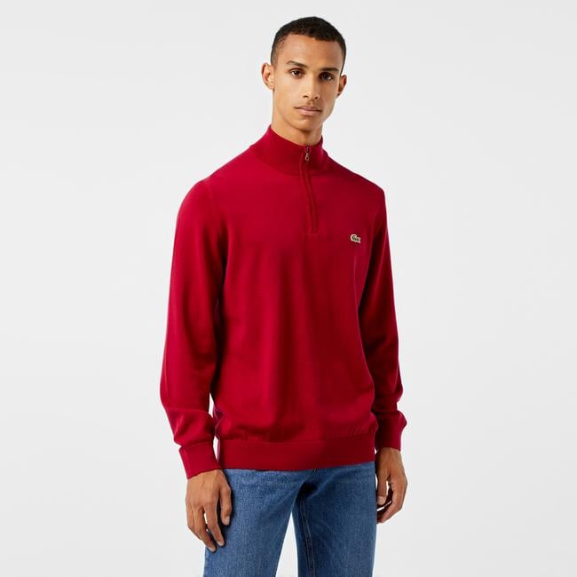  Lacoste Regular Fit Yarım Fermuarlı Erkek Kırmızı Kazak