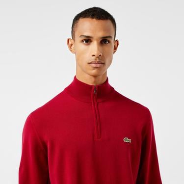  Lacoste Regular Fit Yarım Fermuarlı Erkek Kırmızı Kazak