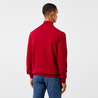  Lacoste Regular Fit Yarım Fermuarlı Erkek Kırmızı Kazak