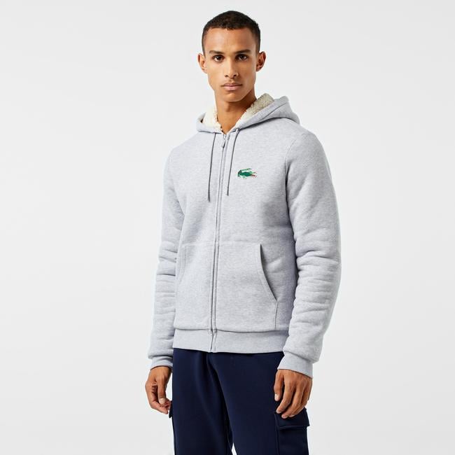  Erkek Relaxed Fit Kapüşonlu Gri Sweatshirt