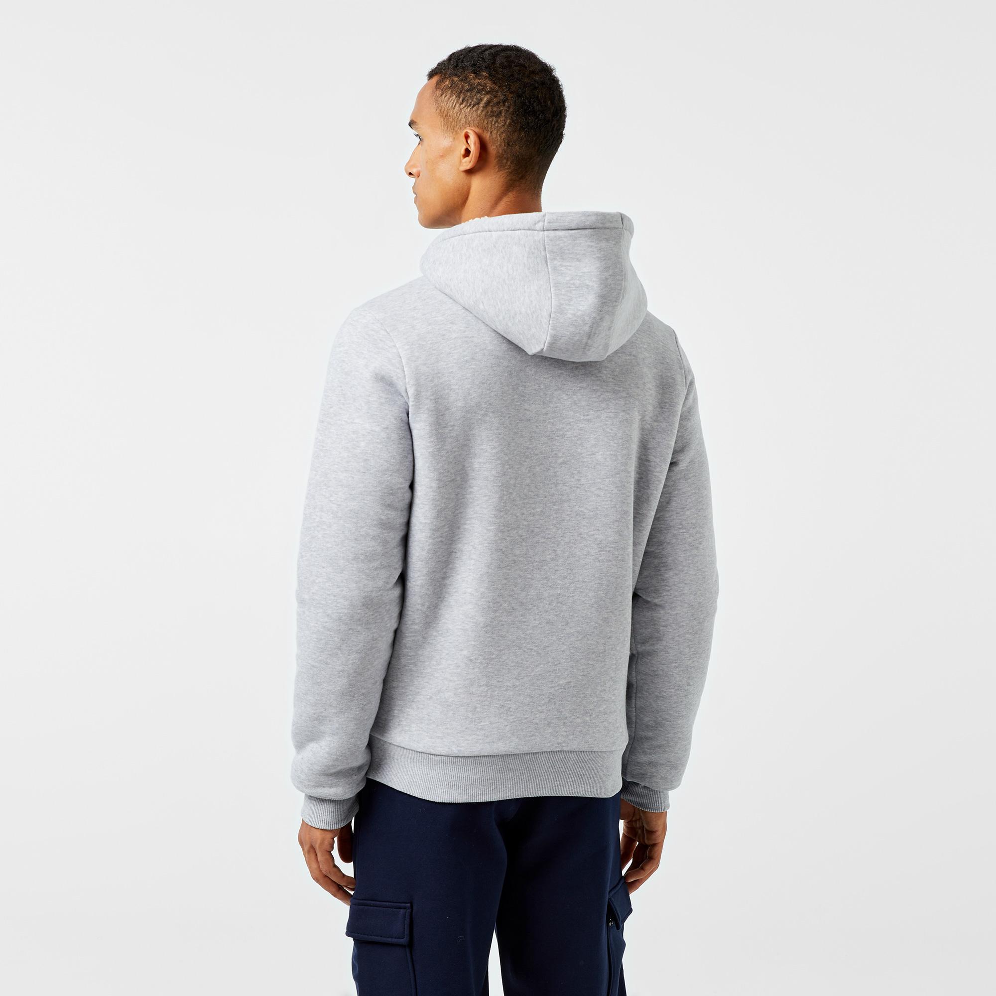Erkek Relaxed Fit Kapüşonlu Gri Sweatshirt