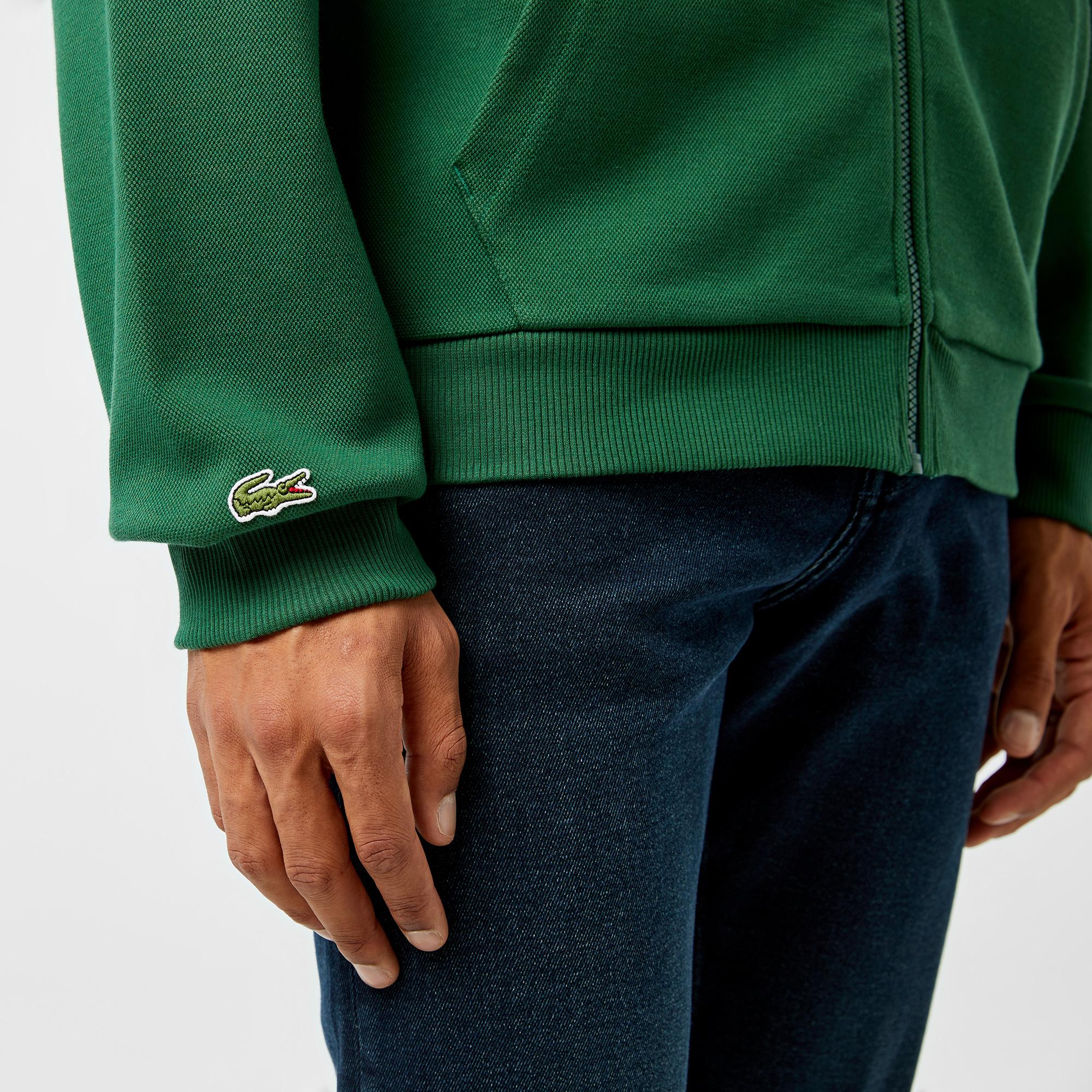 Erkek Relaxed Fit Kapüşonlu Baskılı Yeşil Sweatshirt