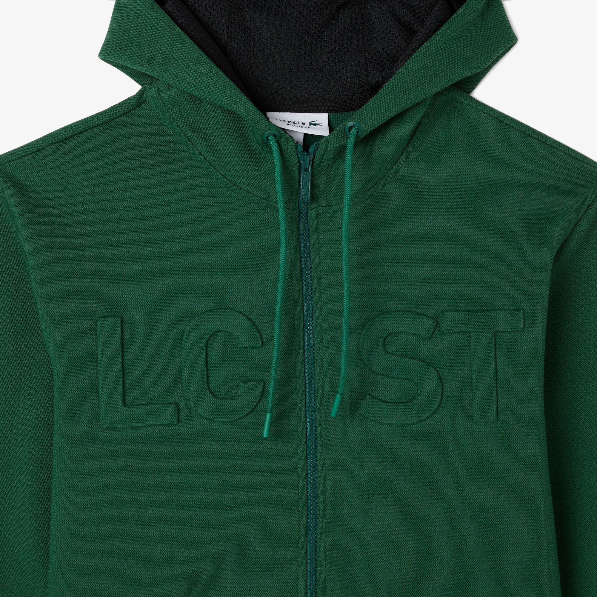 Erkek Relaxed Fit Kapüşonlu Baskılı Yeşil Sweatshirt