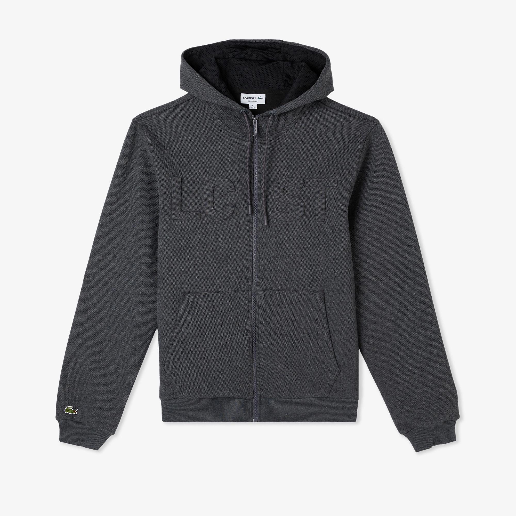 Erkek Relaxed Fit Kapüşonlu Baskılı Gri Sweatshirt