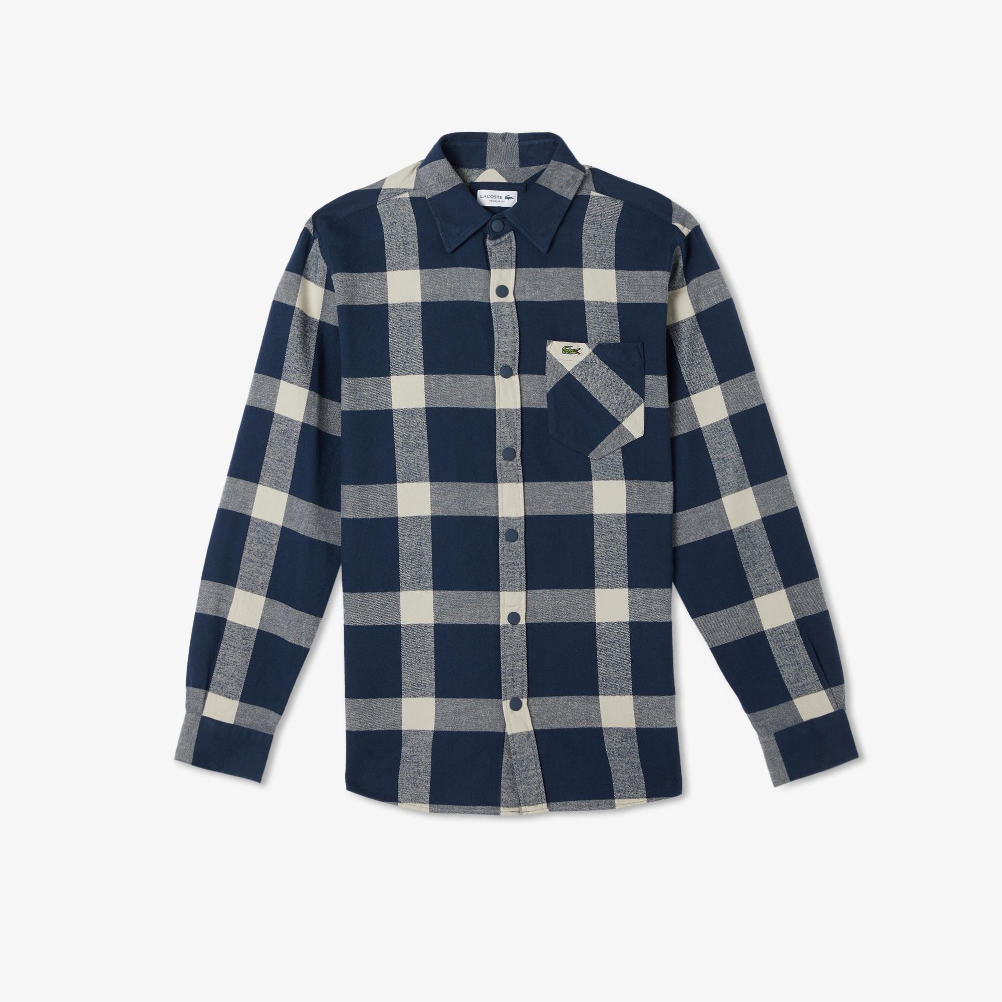 Erkek Regular Fit Ekose Lacivert Gömlek