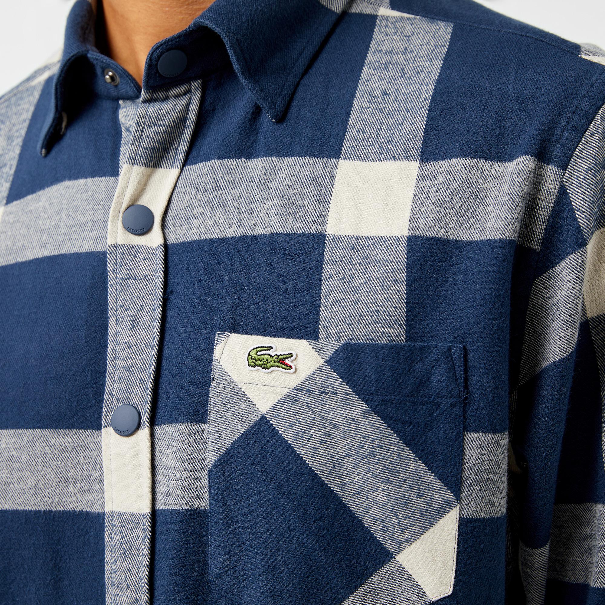 Erkek Regular Fit Ekose Lacivert Gömlek