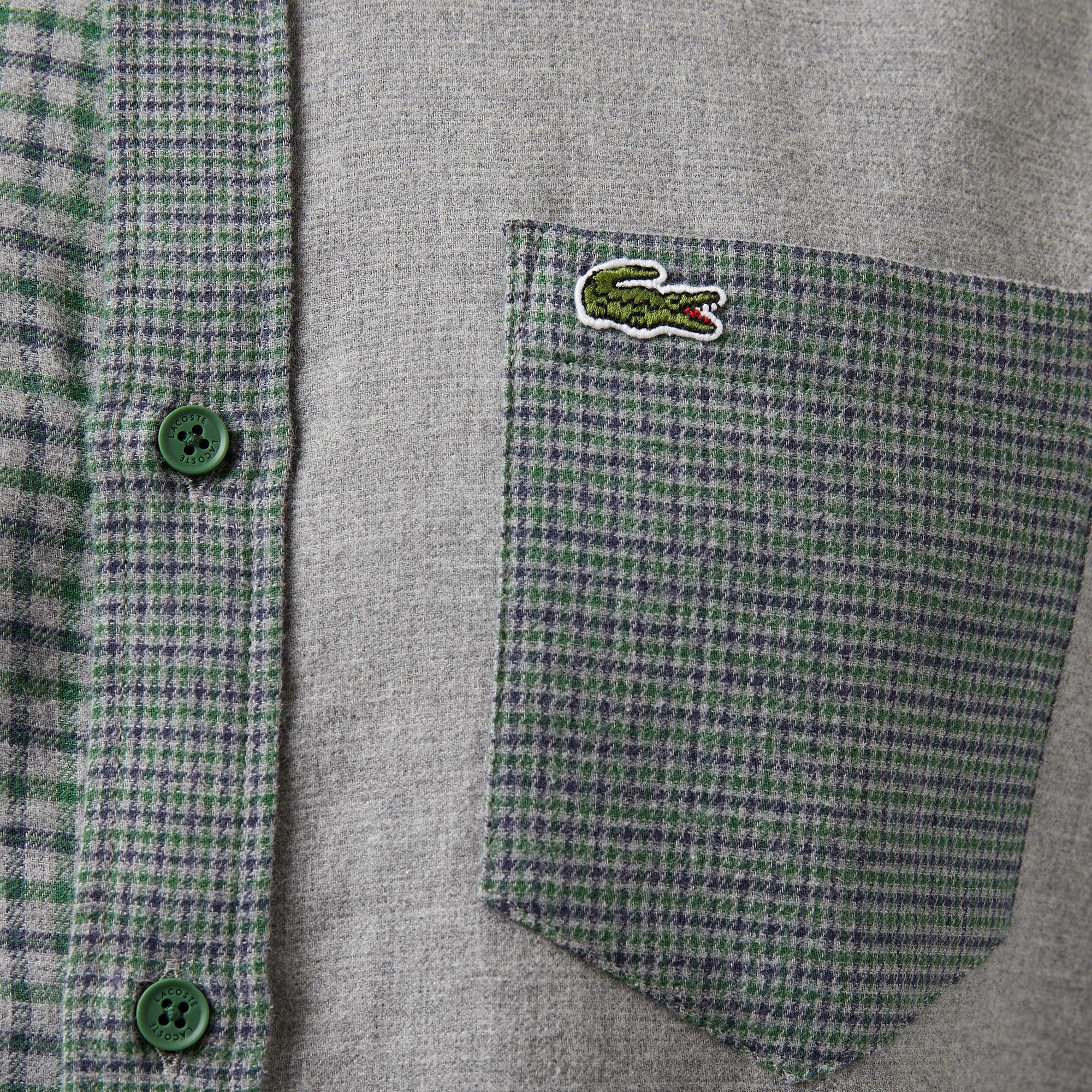 Erkek Regular Fit Ekose Koyu Yeşil Gömlek