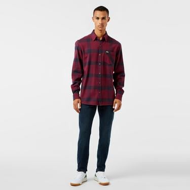  Erkek Regular Fit Ekose Bordo Gömlek