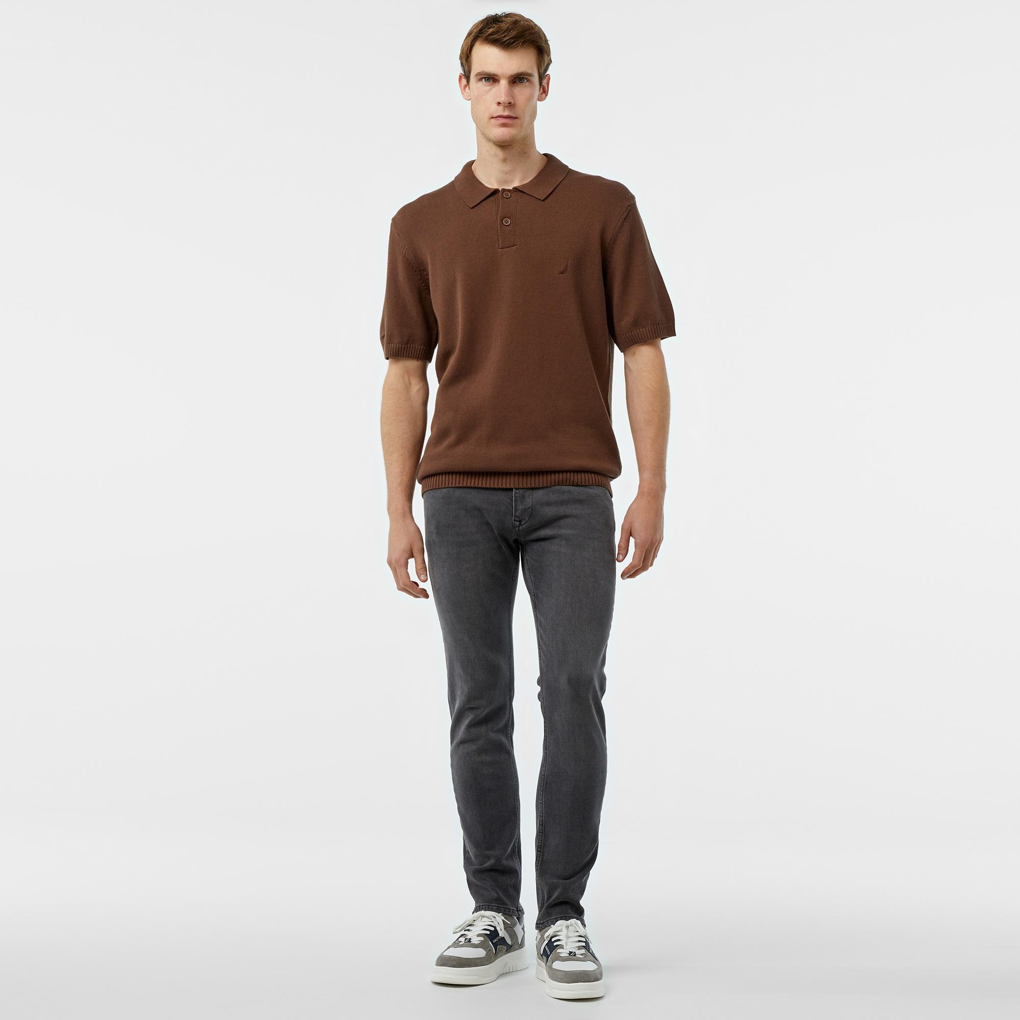 Nautica Erkek Kahverengi Classic Fit Kısa Kollu Triko