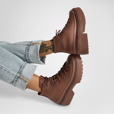  Converse Chuck Taylor All Star Lugged Heel Kadın Kahverengi Deri Platform Bot