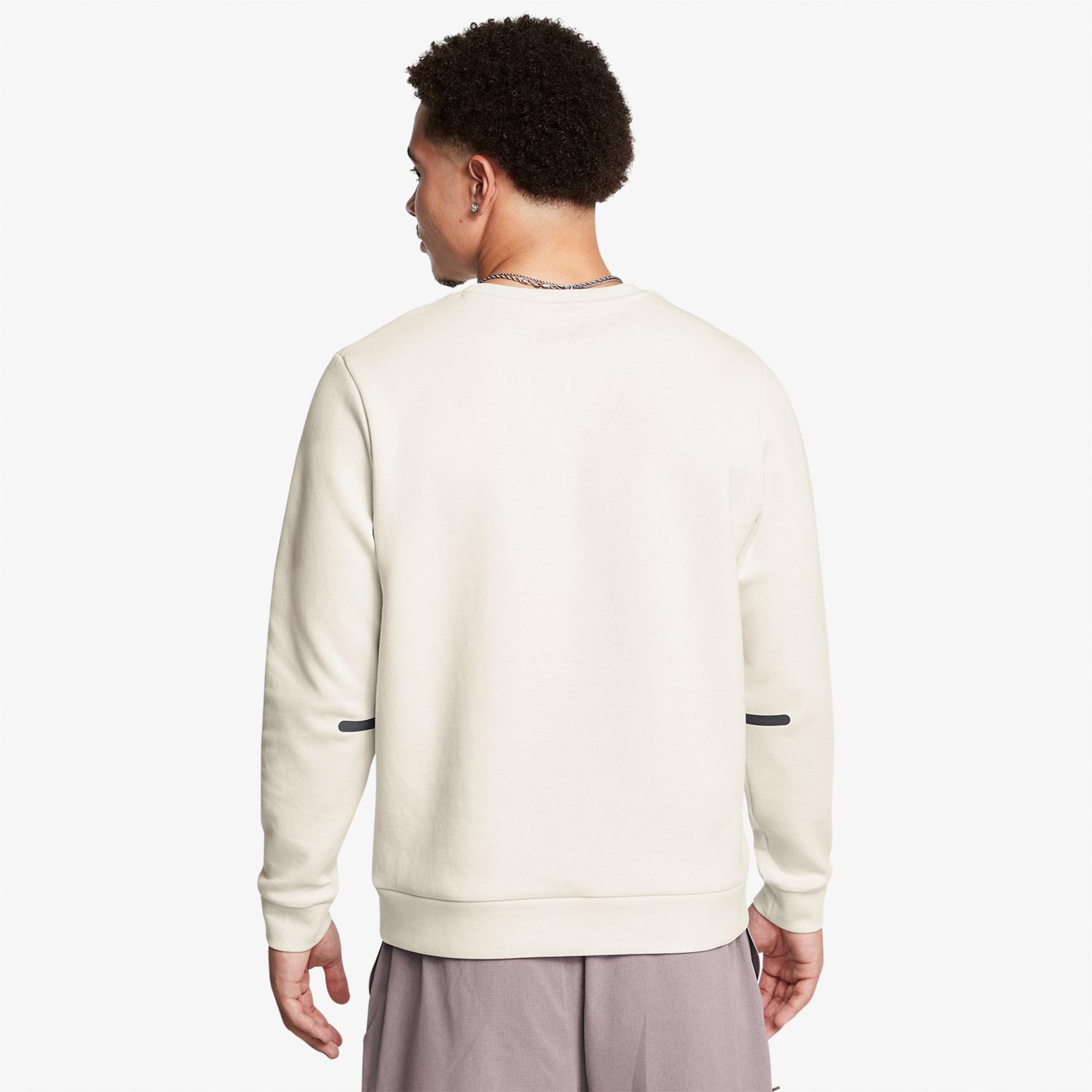 Under Armour Unstoppable Fleece Bisiklet Yaka Erkek Beyaz Sweatshirt