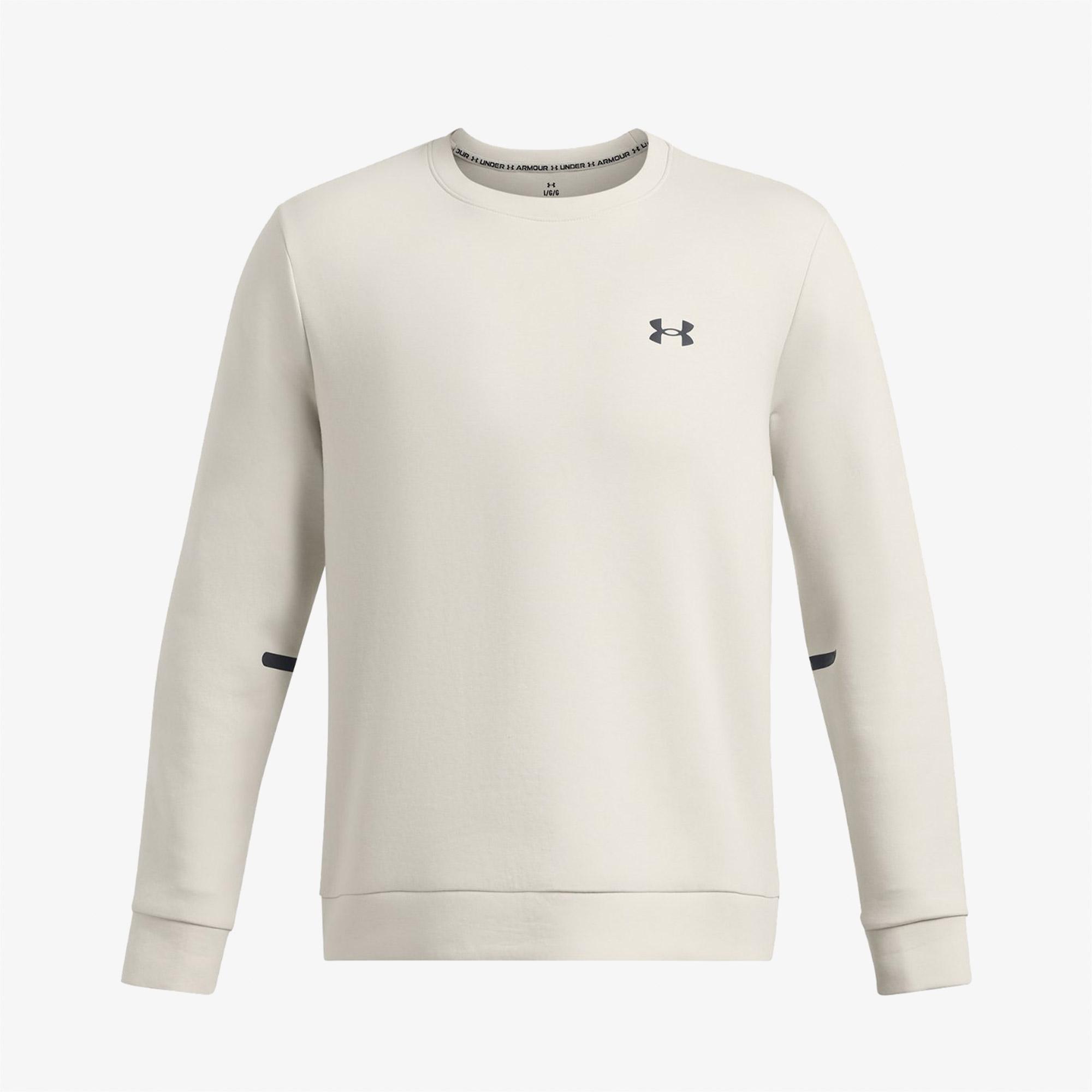 Under Armour Unstoppable Fleece Bisiklet Yaka Erkek Beyaz Sweatshirt