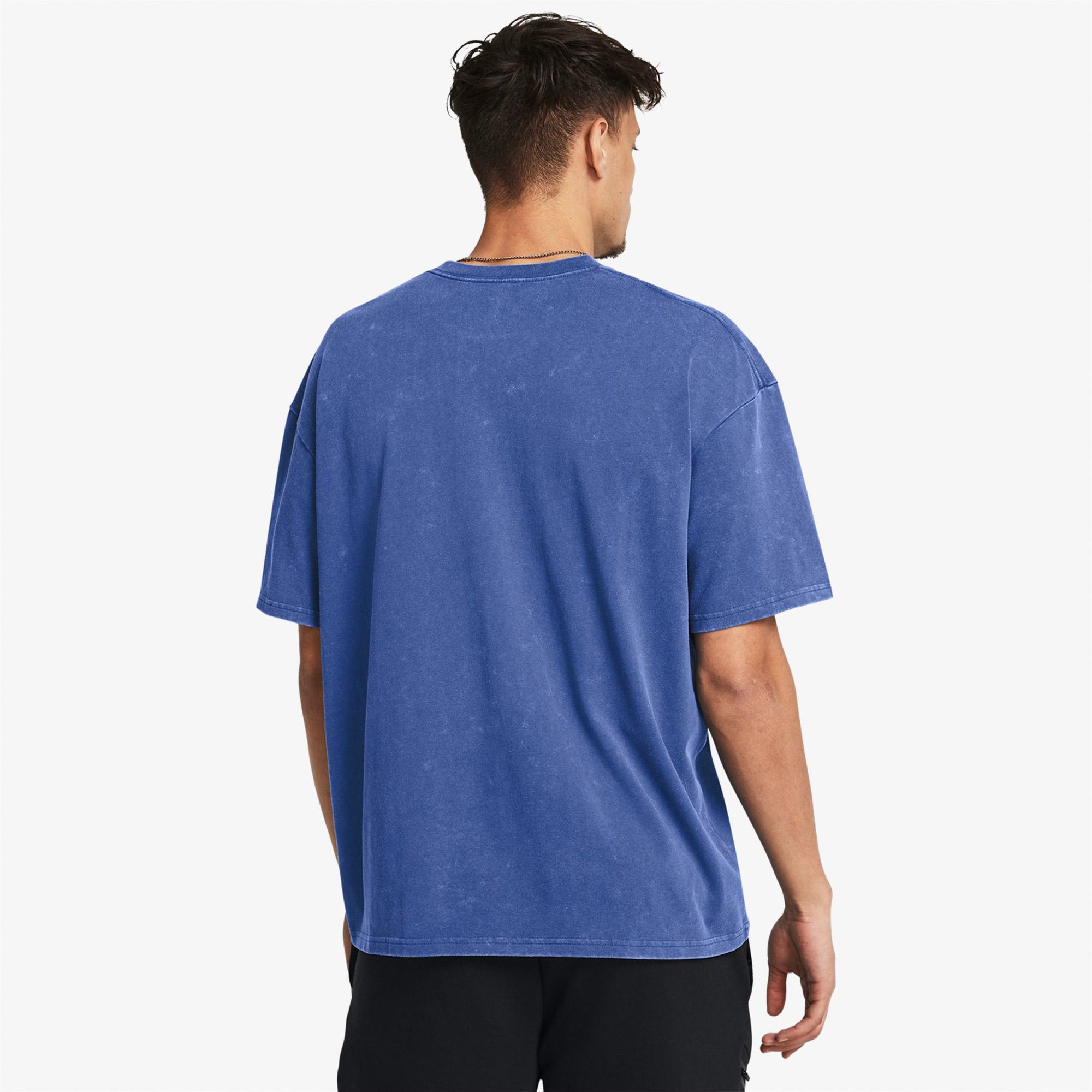 Under Armour Hw Os Logo Yıkamalı Erkek Mavi T-Shirt