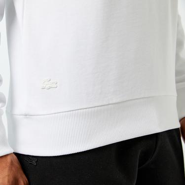  Lacoste Erkek Regular Fit Bisiklet Yaka Baskılı Beyaz Sweatshirt