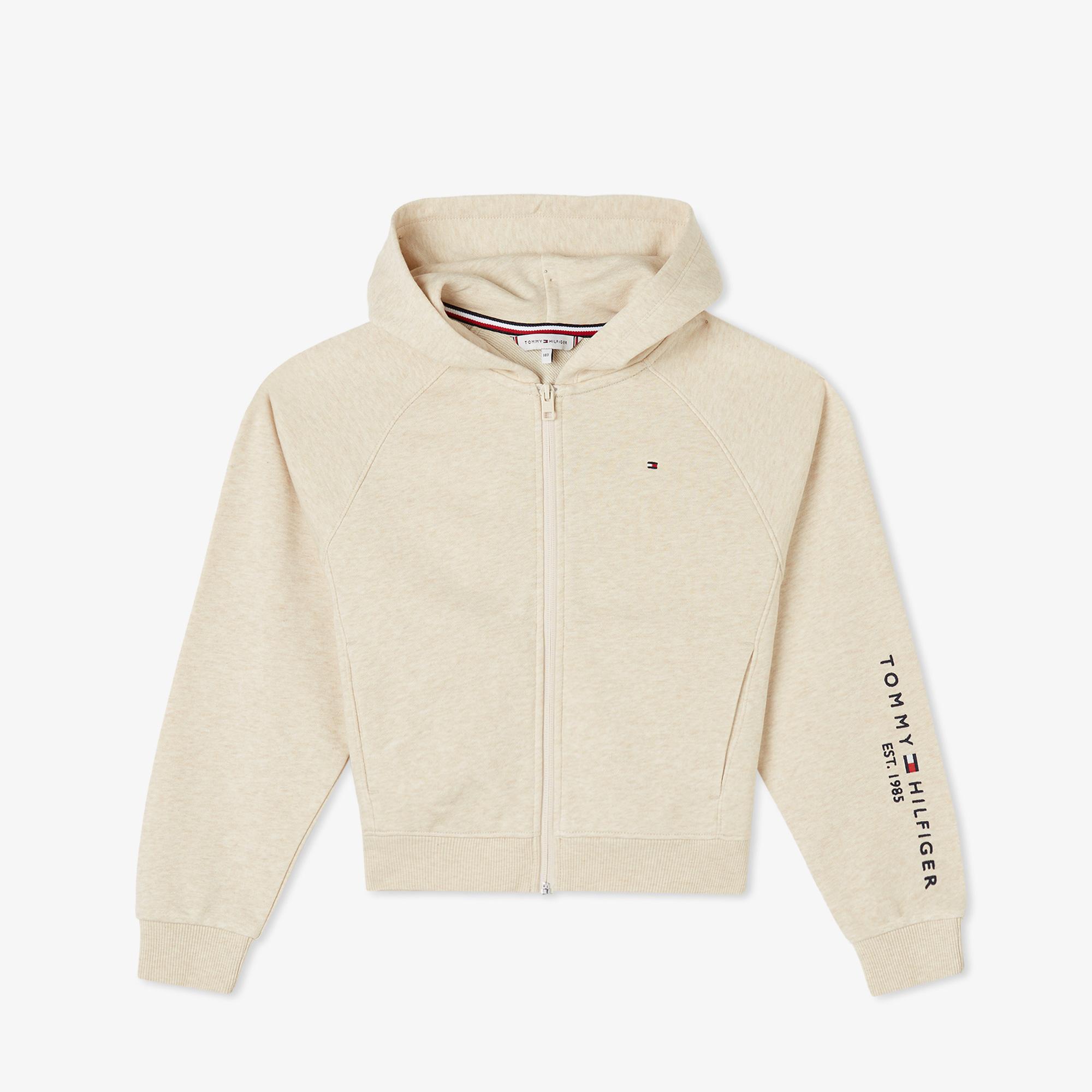Tommy Hilfiger Essential Embroidered Zip Thru Çocuk Bej Sweatshirt