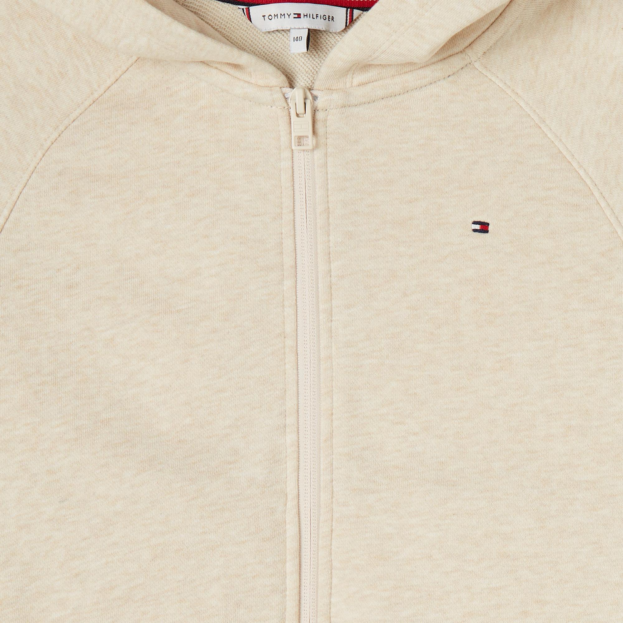 Tommy Hilfiger Essential Embroidered Zip Thru Çocuk Bej Sweatshirt