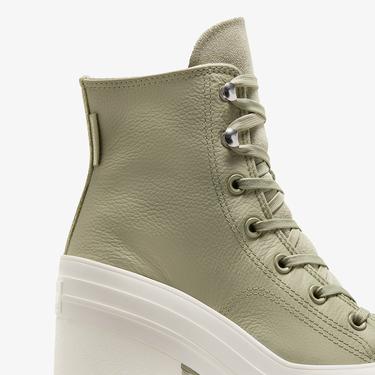  Converse Chuck 70 De Luxe Heel Unisex Haki Deri Platform Sneaker