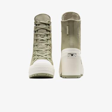  Converse Chuck 70 De Luxe Heel Unisex Haki Deri Platform Sneaker