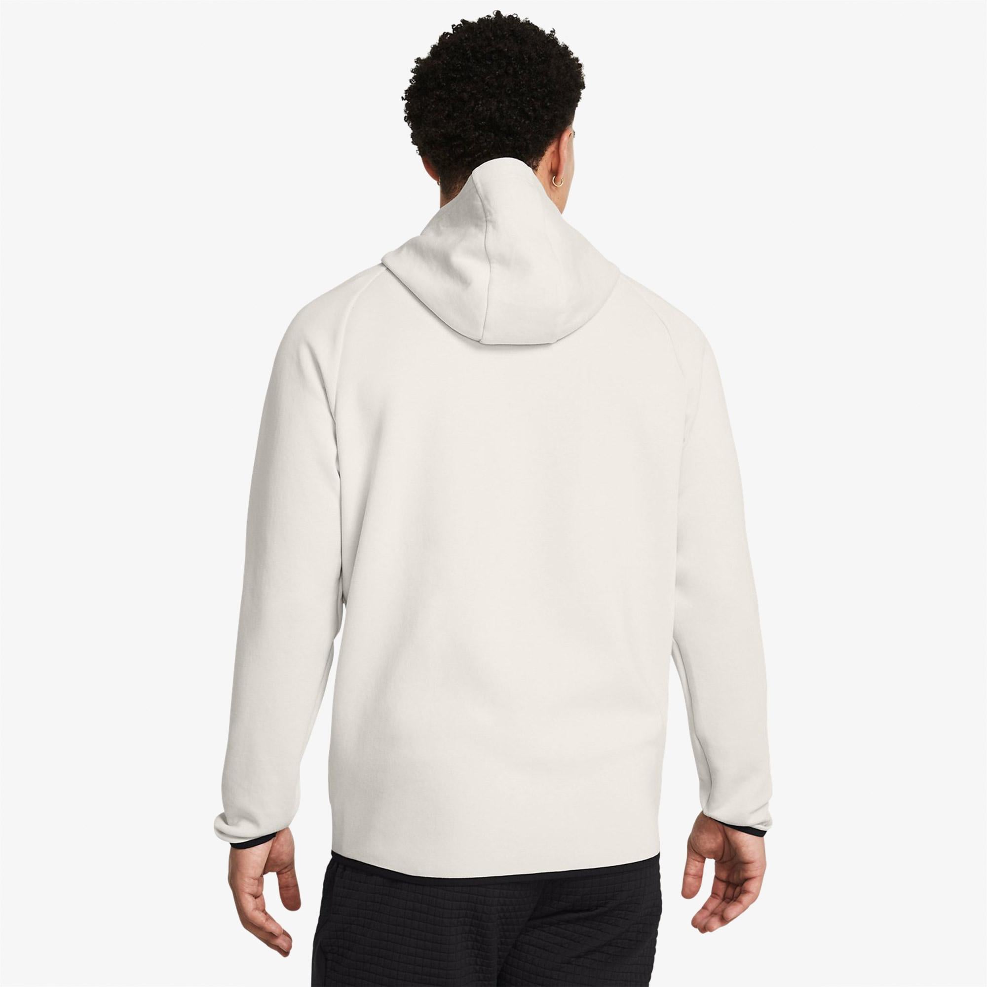 Under Armour Unstoppable Fleece Tam Fermuarlı Erkek Beyaz Sweatshirt