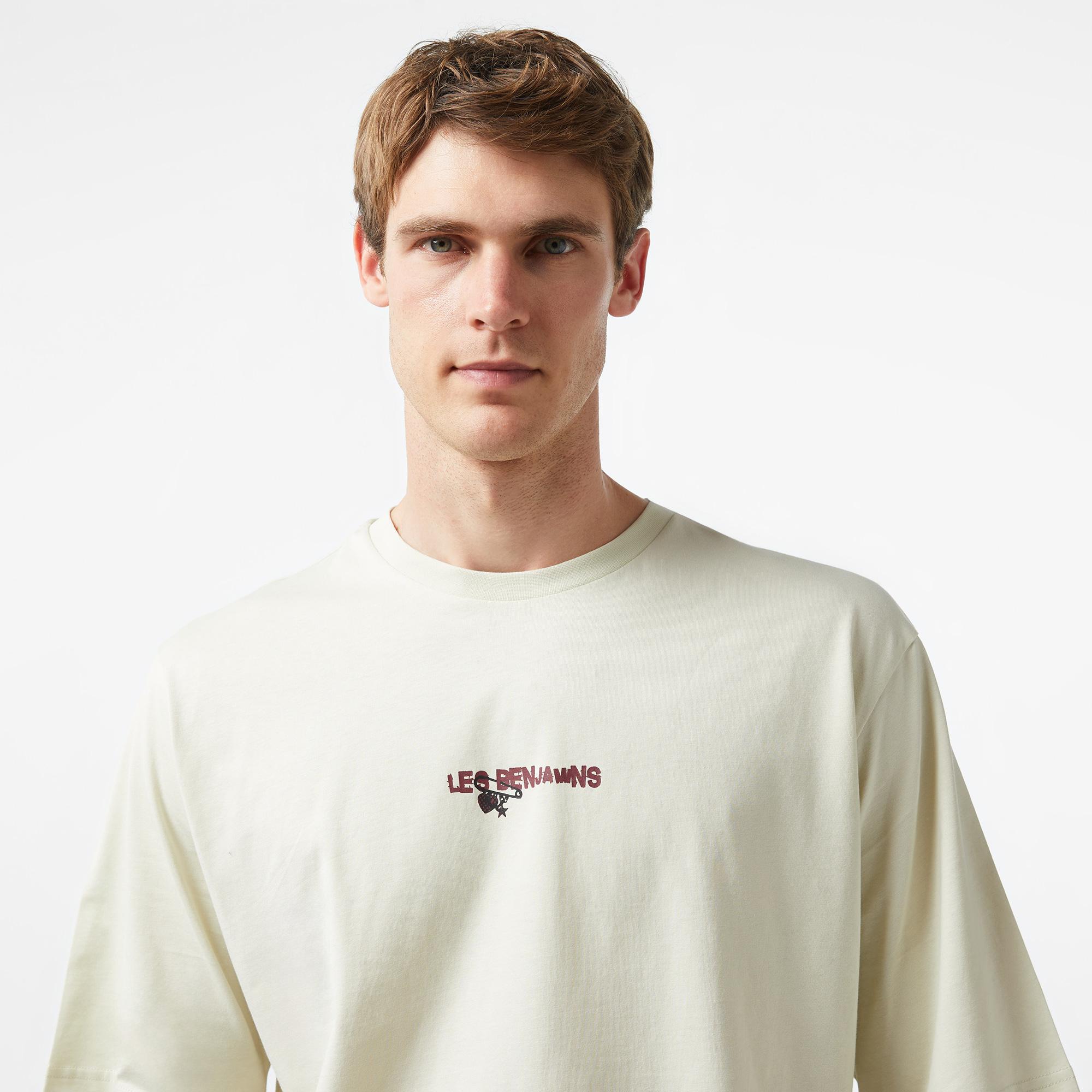 Les Benjamins Oversize 004 Erkek Bej T-Shirt