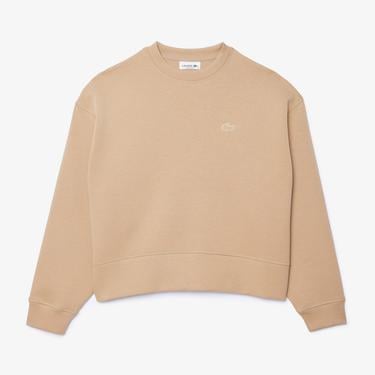  Kadın Oversize Fit Bisiklet Yaka Bej Sweatshirt