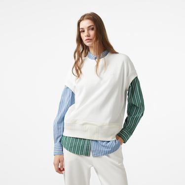  Lacoste x House of SuperStep Kadın Krem T-Shirt