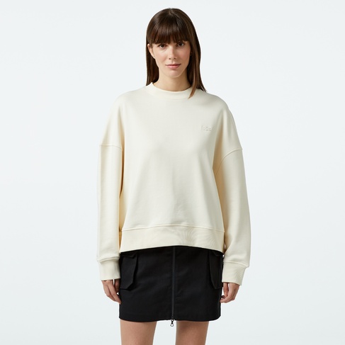  Lacoste Classic Kadın Krem Sweatshirt