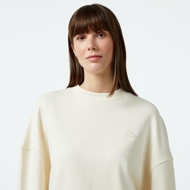  Lacoste Classic Kadın Krem Sweatshirt