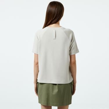  Kadın Loose Fit Bisiklet Yaka Baskılı Gri T-Shirt